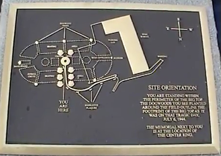 At the memorial site of the Hartford Circus Fire, this map can help a visitor get orientated.